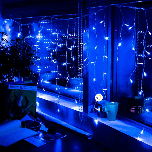 Cortina LED Intercalada 6 Mts 200L Navidad AZUL 200LEDCA1