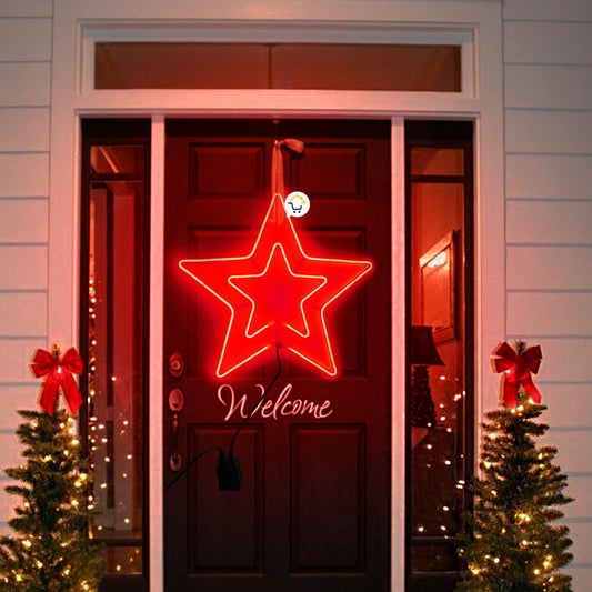 Estrella Luz Neon 5 Puntas Ventana Puerta Navidad Rojo 2204RO