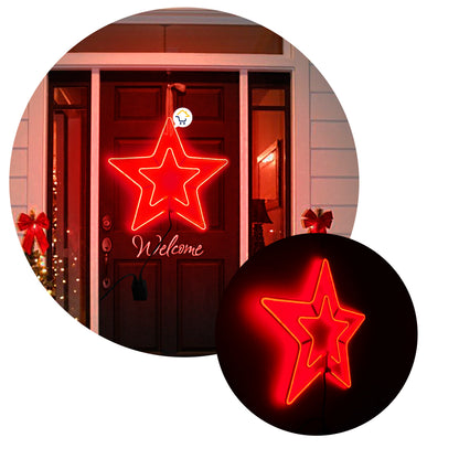 Estrella Luz Neon 5 Puntas Ventana Puerta Navidad Rojo 2204RO