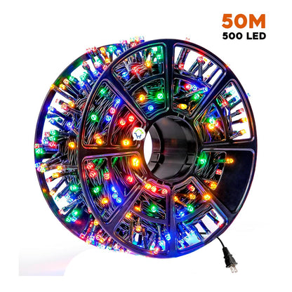 Luz Led Lineal 50 Metros 500 Led Luces Navidad Cable Verde 150