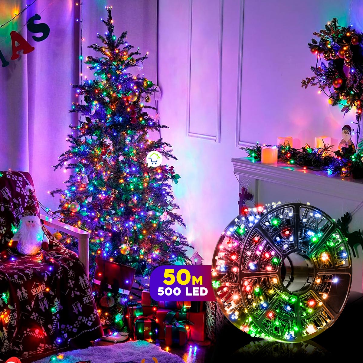 Luz Led Lineal 50 Metros 500 Led Luces Navidad Cable Verde 150