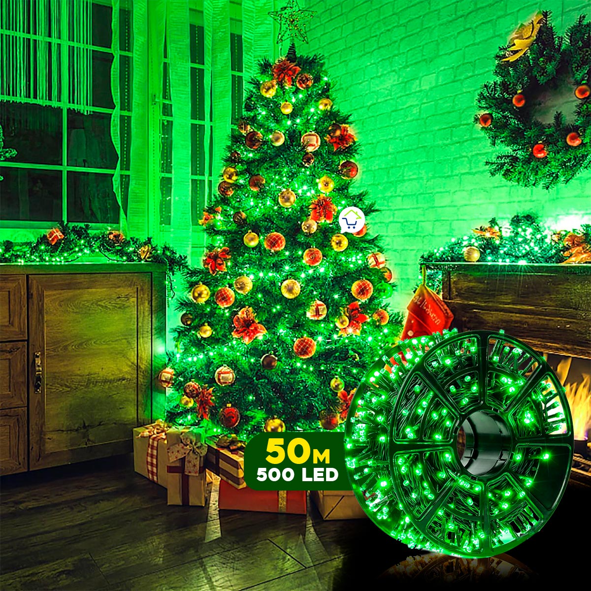 Luz Led Lineal 50 Metros 500 Led Luces Navidad Cable Verde 150