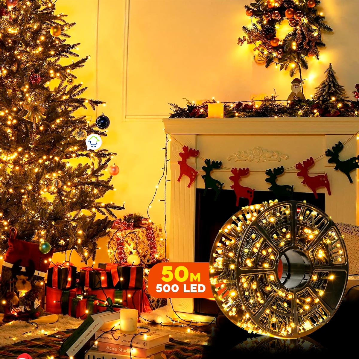 Luz Led Lineal 50 Metros 500 Led Luces Navidad Cable Verde 150