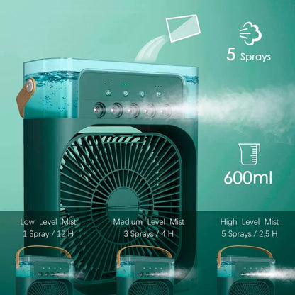 Ventilador Humidificador Con Luz Led Portátil